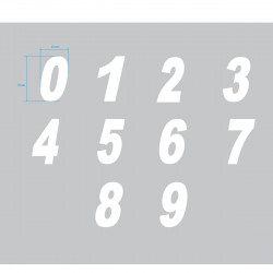 Numéros découpés YTWO - 70mm (vendu par 10 pièces)