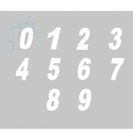 Numéros découpés YTWO - 70mm (vendu par 10 pièces)