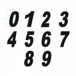Numéros découpés YTWO - 70mm (vendu par 10 pièces)